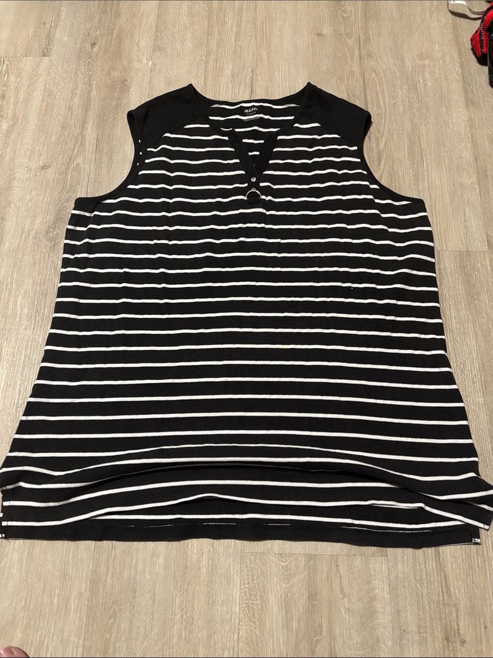 Alia Sleeveless Black & White Striped Women's Top